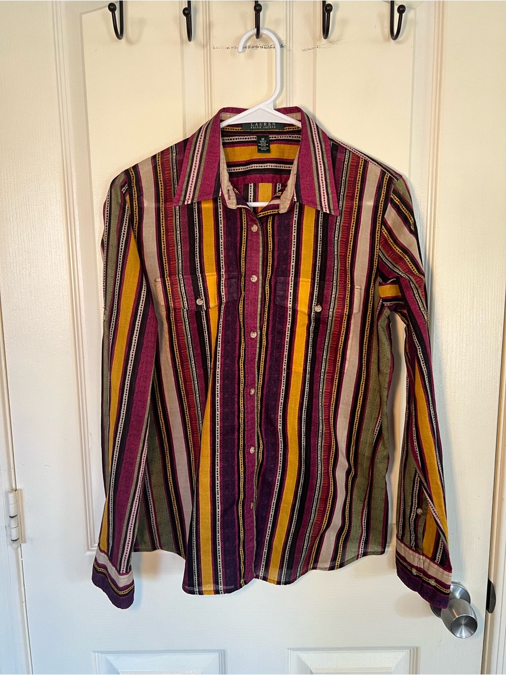 Lauren Ralph Lauren Southwestern Stripe Button Front Shirt Medium